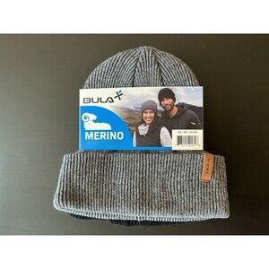 BULA Merino Wool Blend 2 Pack Beenie. Gray And Black New‎ One Size Unisex